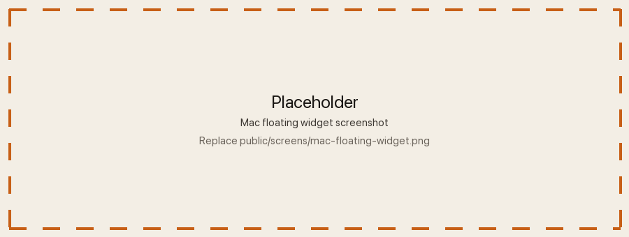 The floating widget on Mac, keeping the current task and its timer on screen next to other apps.